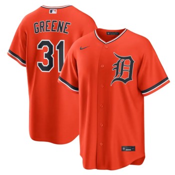 Men's Detroit Tigers #31 Riley Greene Orange Cool Base Stitched Jersey