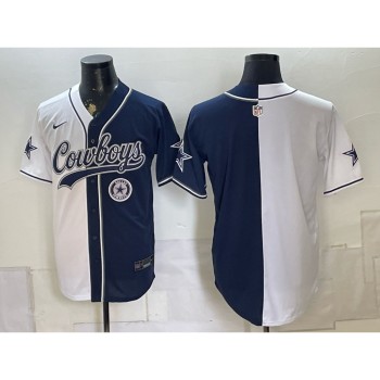 Youth Dallas Cowboys Navy Split Cool Base Stitched Baseball Jersey
