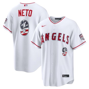 Youth Los Angeles Angels #9 Zach Neto Nike White USA 250 Fourth of July Stadium Jersey