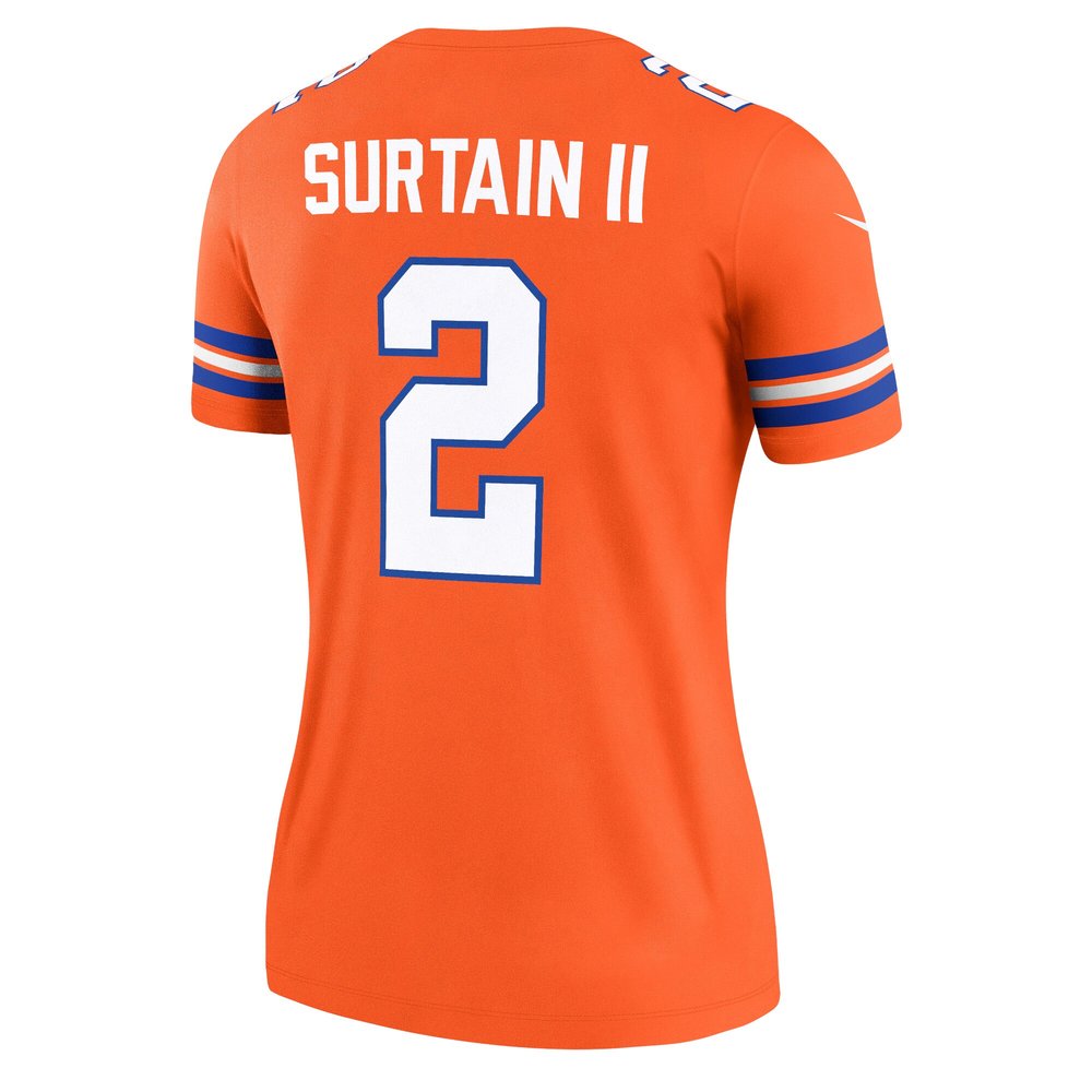 Women's Denver Broncos Patrick Surtain II Orange Mile High Collection 1977 Throwback Player Legend Jersey Women's Denver Broncos Patrick Surtain II Orange Mile High Collection 1977 Throwback Player Legend Jersey