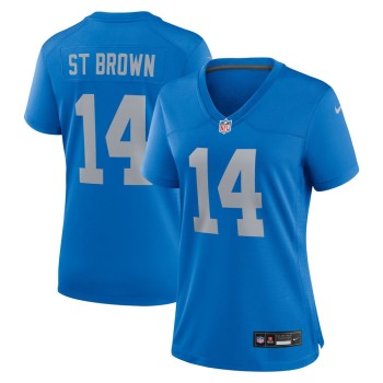 Women's Detroit Lions #14 Amon-Ra St. Brown Blue Alternate Game Jersey Women's Detroit Lions #14 Amon-Ra St. Brown Blue Alternate Game Jersey
