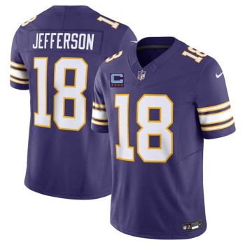 Men's Minnesota Vikings #18 Justin Jefferson Purple 2026 Throwback With 4-Star C Patch Vapor F.U.S.E. Limited Jersey
