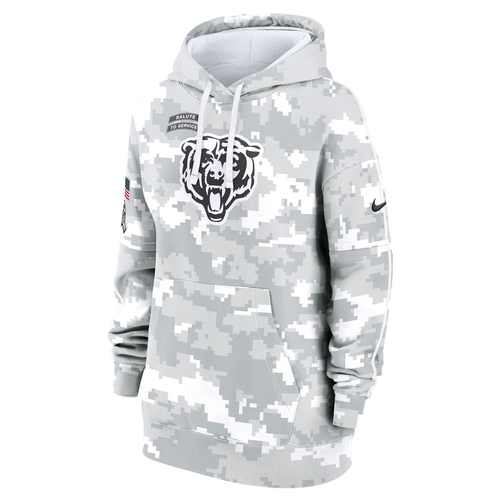 Women's Chicago Bears Arctic Camo 2024 Salute To Service Club Fleece Pullover Hoodie