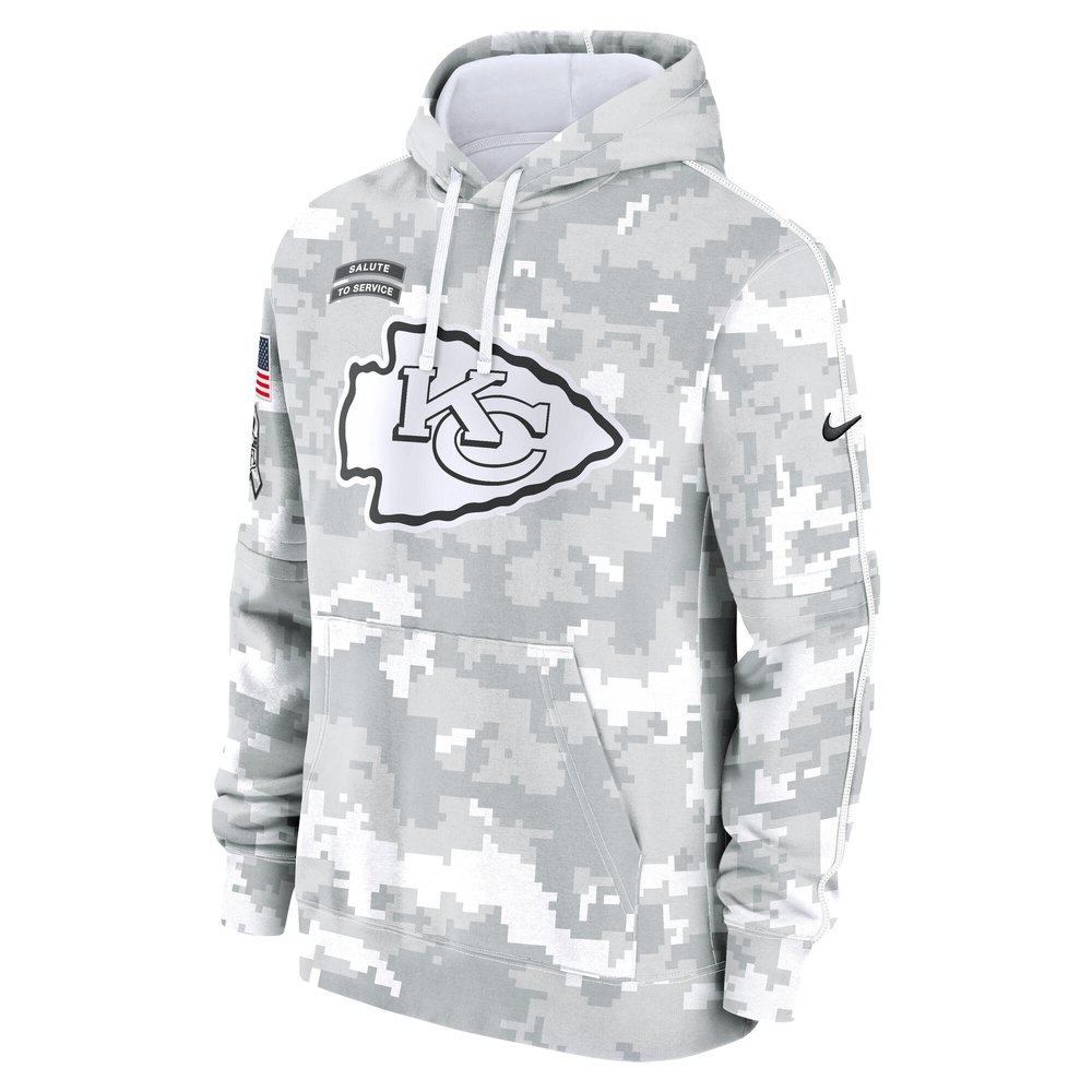 Men's Kansas City Chiefs Arctic Camo 2024 Salute to Service Club Fleece Pullover Hoodie