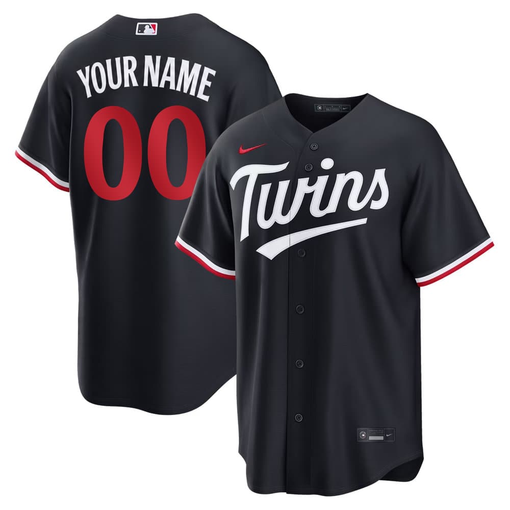 Youth Minnesota Twins Black Stitched Baseball Custom Jersey