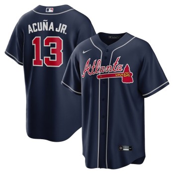 Men's Atlanta Braves #13 Ronald Acuna Jr. Navy Alternate Replica PlayerJersey Men's Atlanta Braves #13 Ronald Acuna Jr. Navy Alternate Replica PlayerJersey