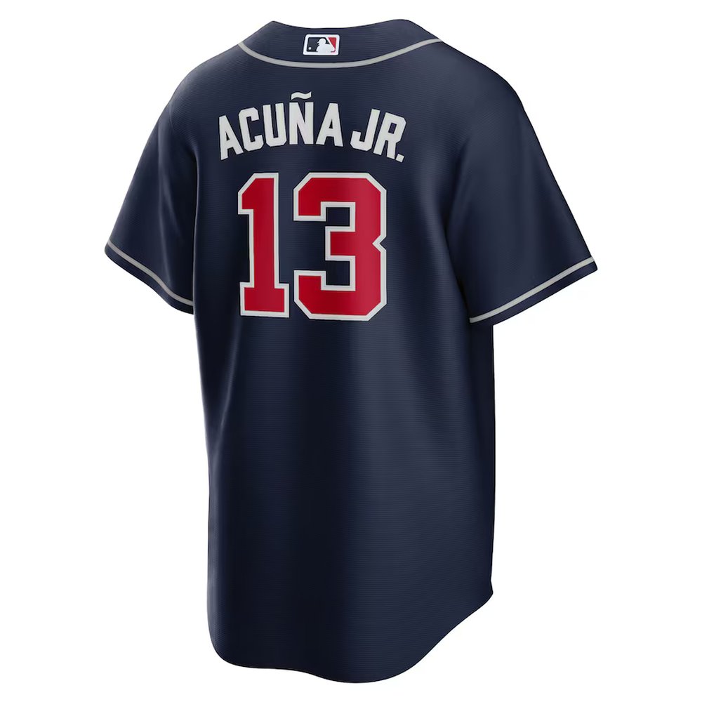 Men's Atlanta Braves #13 Ronald Acuna Jr. Navy Alternate Replica PlayerJersey