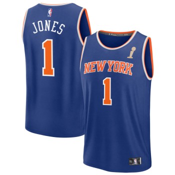 Women's New York Knicks #1 Dillon Jones Blue 2026 NBA Finals Champions Fast Break Icon Edition Jersey