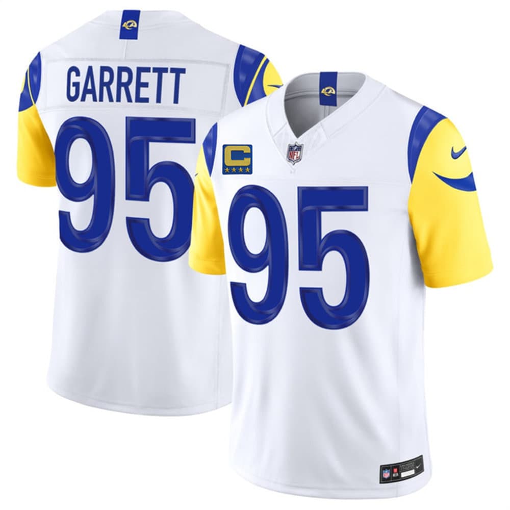 Men's Los Angeles Rams #95 Myles Garrett White 2026 4-Star C Patch Vapor F.U.S.E. Limited Jersey