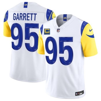 Men's Los Angeles Rams #95 Myles Garrett White 2026 4-Star C Patch Vapor F.U.S.E. Limited Jersey