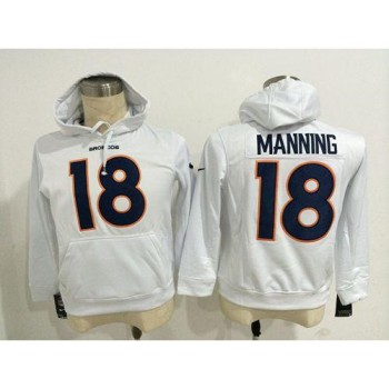 Denver Broncos #18 Peyton Manning White Pullover NFL Hoodie Denver Broncos #18 Peyton Manning White Pullover NFL Hoodie