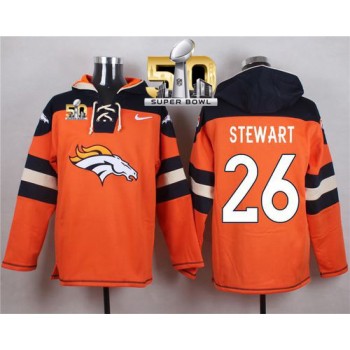 Denver Broncos #26 Darian Stewart Orange Super Bowl 50 Player Pullover NFL Hoodie Denver Broncos #26 Darian Stewart Orange Super Bowl 50 Player Pullover NFL Hoodie