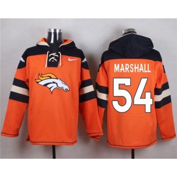Denver Broncos #54 Brandon Marshall Orange Player Pullover NFL Hoodie Denver Broncos #54 Brandon Marshall Orange Player Pullover NFL Hoodie