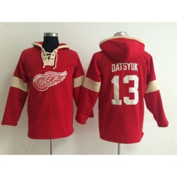 Detroit Red Wings #13 Pavel Datsyuk Red Pullover NHL Hoodie Detroit Red Wings #13 Pavel Datsyuk Red Pullover NHL Hoodie