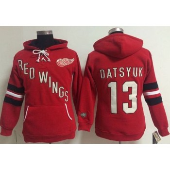 Detroit Red Wings #13 Pavel Datsyuk Red Women's Old Time Heidi NHL Hoodie Detroit Red Wings #13 Pavel Datsyuk Red Women's Old Time Heidi NHL Hoodie