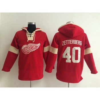 Detroit Red Wings #40 Henrik Zetterberg Red Pullover NHL Hoodie Detroit Red Wings #40 Henrik Zetterberg Red Pullover NHL Hoodie