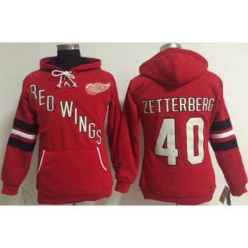 Detroit Red Wings #40 Henrik Zetterberg Red Women's Old Time Heidi NHL Hoodie Detroit Red Wings #40 Henrik Zetterberg Red Women's Old Time Heidi NHL Hoodie