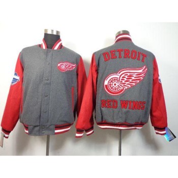 Detroit Red Wings Blank Satin Button-Up Grey NHL Jacket Detroit Red Wings Blank Satin Button-Up Grey NHL Jacket