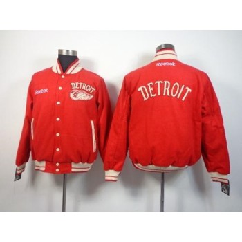 Detroit Red Wings Blank Satin Button-Up Red NHL Jacket Detroit Red Wings Blank Satin Button-Up Red NHL Jacket