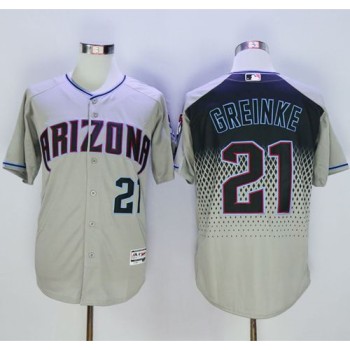 Diamondbacks #21 Zack Greinke Gray/Capri New Cool Base Stitched MLB Jersey