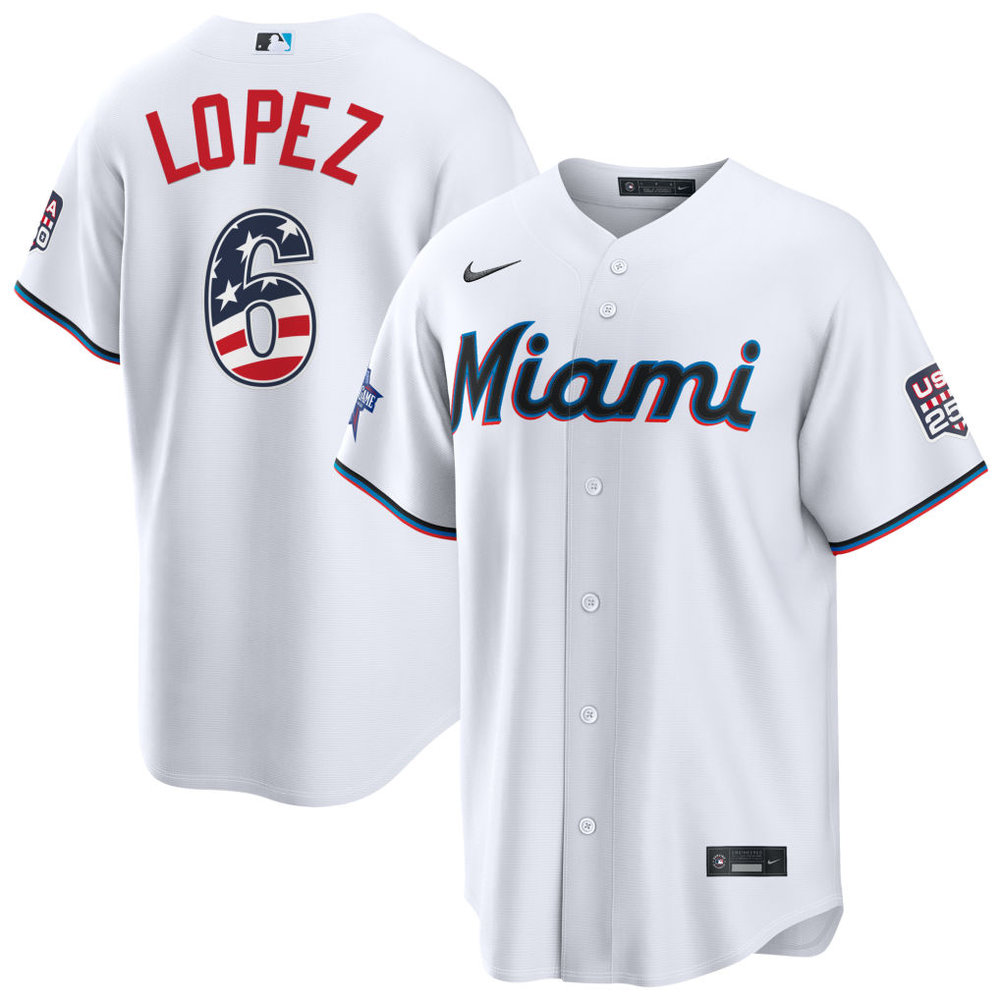 Youth Miami Marlins #6 Otto Lopez Nike White 2026 All-Star Edition Stars & Stripes Stadium Jersey Youth Miami Marlins #6 Otto Lopez Nike White 2026 All-Star Edition Stars & Stripes Stadium Jersey