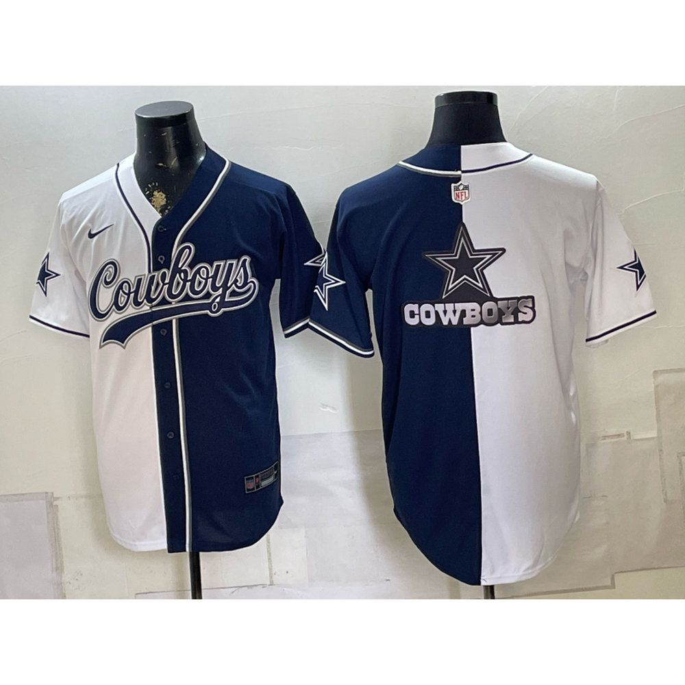 Youth Dallas Cowboys Navy Split Cool Base Stitched Baseball Jersey