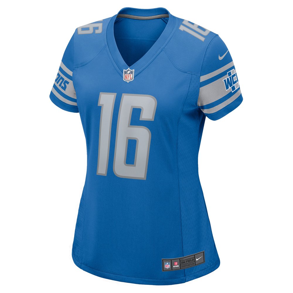 Women's Detroit Lions #16 Jared Goff Blue Player Game Jersey