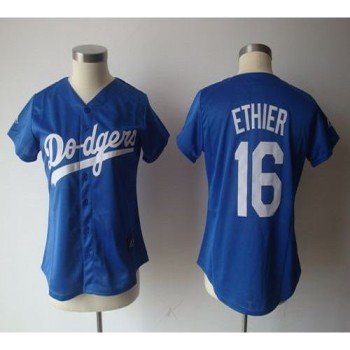Dodgers #16 Andre Ethier Blue Women's Fashion Stitched MLB Jersey