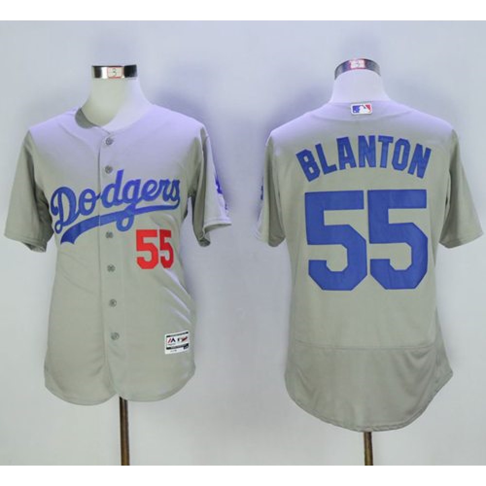 Dodgers #55 Joe Blanton Grey Flexbase Authentic Collection Stitched MLB Jersey