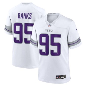 Men's Minnesota Vikings #95 Caleb Banks White 2026 NFL Draft Game Jersey