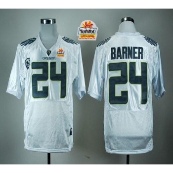 Ducks #24 Kenjon Barner White With PAC-12 Patch Tostitos Fiesta Bowl Stitched NCAA Jersey Ducks #24 Kenjon Barner White With PAC-12 Patch Tostitos Fiesta Bowl Stitched NCAA Jersey