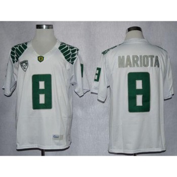 Ducks #8 Marcus Mariota White Limited Stitched NCAA Jersey
