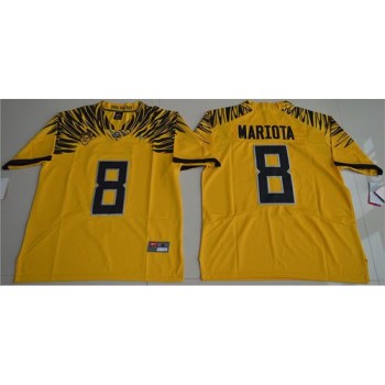 Ducks #8 Marcus Mariota Yellow Limited Stitched NCAA Jersey Ducks #8 Marcus Mariota Yellow Limited Stitched NCAA Jersey