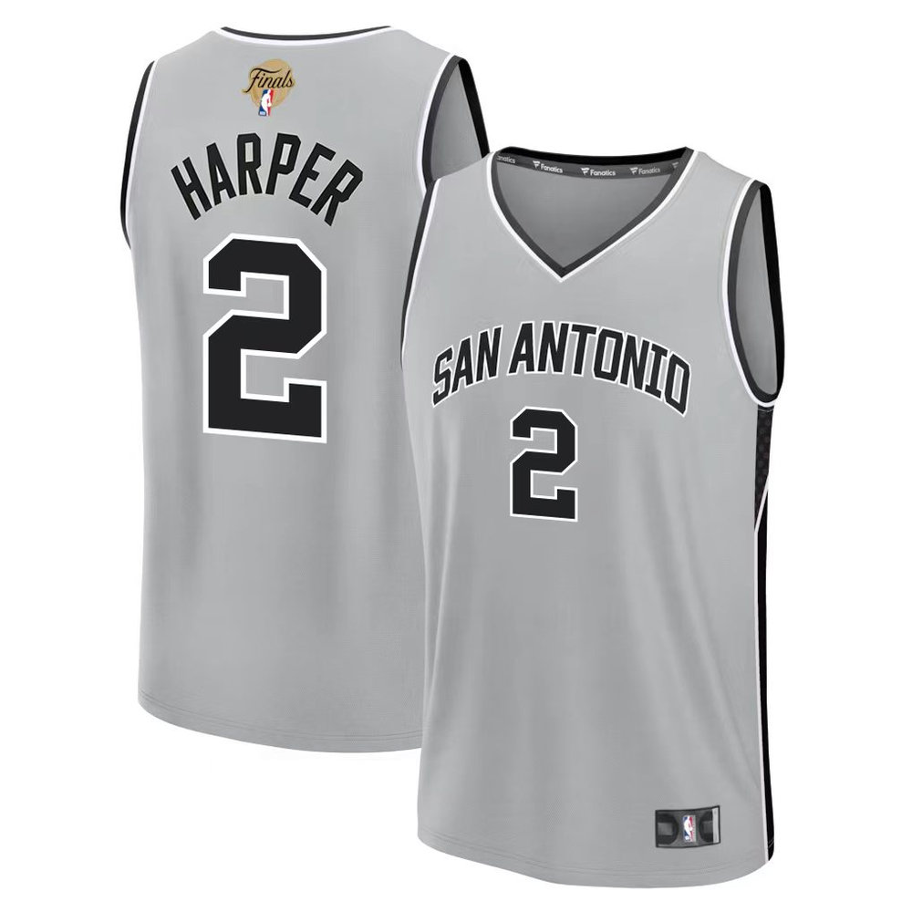 Men's San Antonio Spurs #2 Dylan Harper Silver 2026 NBA Finals Patch Fast Break Statement Edition Jersey