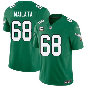Men's Philadelphia Eagles #68 Jordan Mailata Kelly Green 2026 3-Star C Patch Throwback Vapor F.U.S.E. Untouchable Limited Jersey
