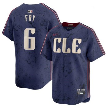 Men's Cleveland Guardians #6 David Fry Navy 2024 City Connect Limited Stitched Baseball Jersey Men's Cleveland Guardians #6 David Fry Navy 2024 City Connect Limited Stitched Baseball Jersey