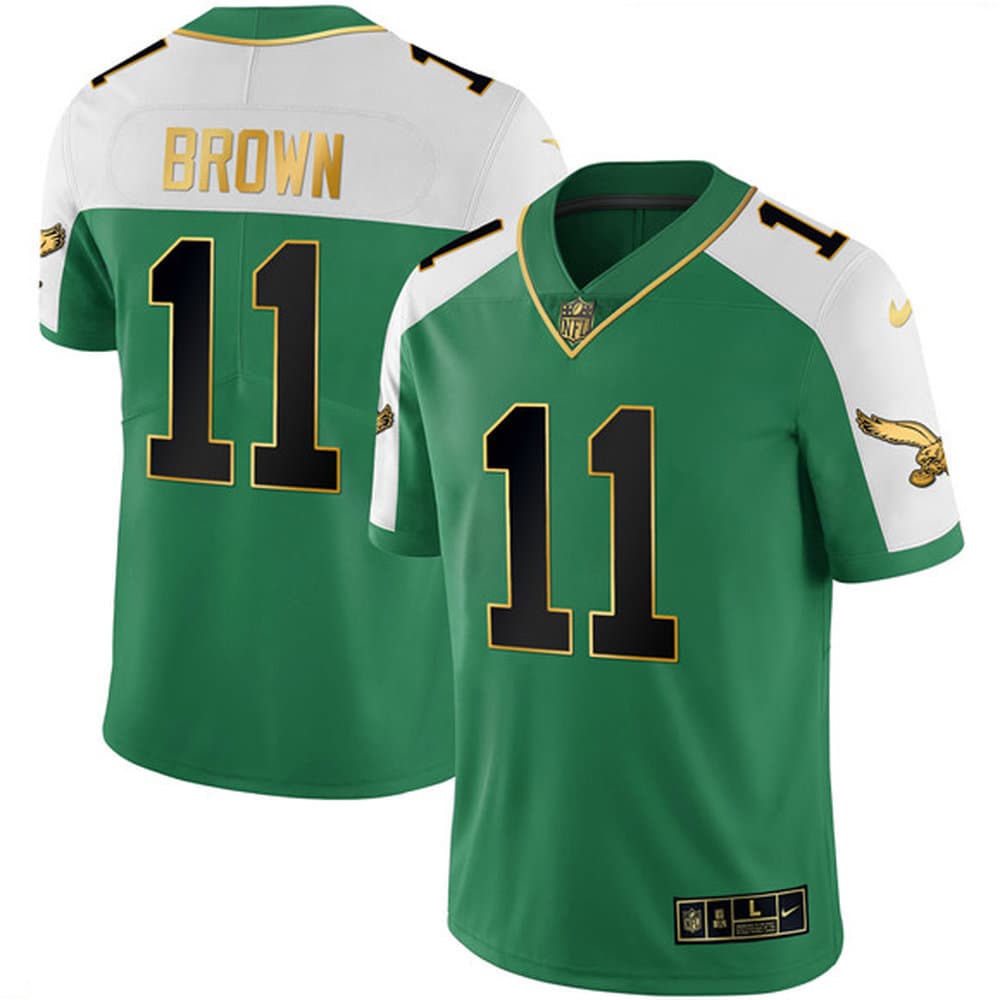 Youth Philadelphia Eagles #11 A.J. Brown Kelly Green Alternate Gold Vapor Limited Jersey
