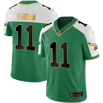 Men's Philadelphia Eagles #11 A.J. Brown Kelly Green Alternate Gold Vapor Limited Jersey