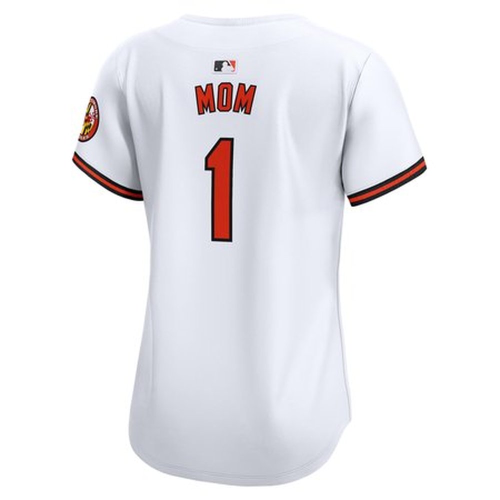 Women's Baltimore Orioles White #1 Mom Home Limited Jersey