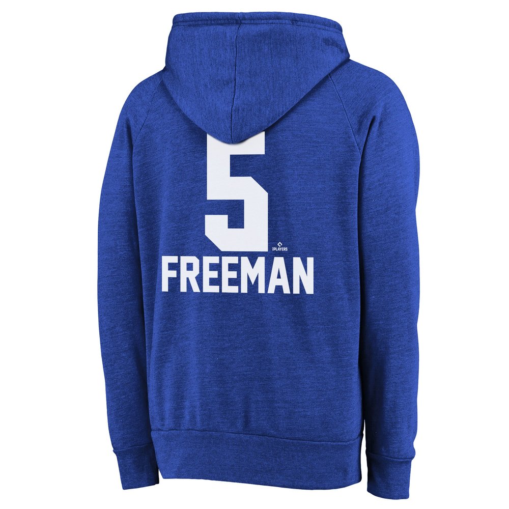 Men's Los Angeles Dodgers #5 Freddie Freeman Threads Royal 2024 World Series Champions Hoodie
