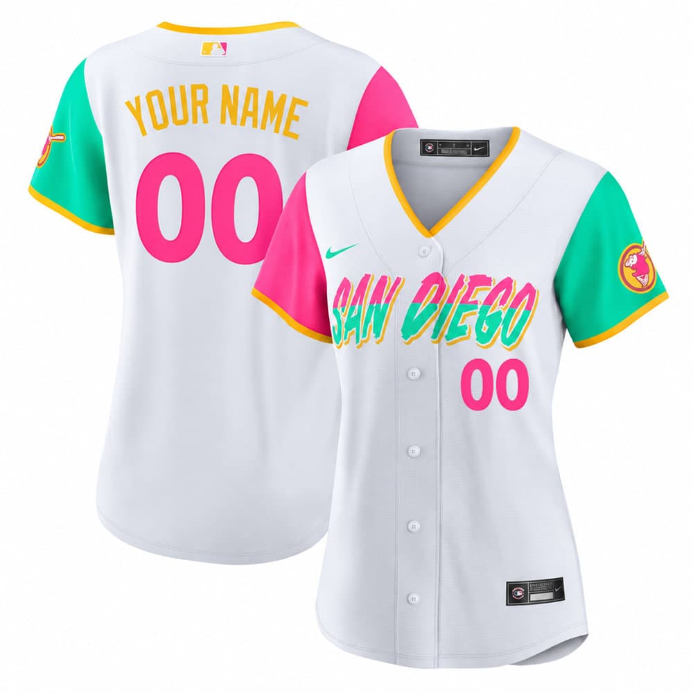 Women's San Diego Padres White 2022 White City Connect Flex Base Custom Jersey Women's San Diego Padres White 2022 White City Connect Flex Base Custom Jersey