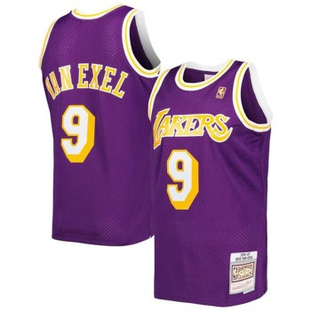 Men's Los Angeles Lakers #9 Nick Van Exel Purple Swingman Stitched Basketball Jersey