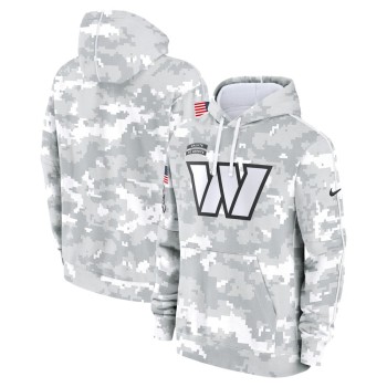 Youth Washington Commanders White/Gray 2024 Salute To Service Pullover Hoodie