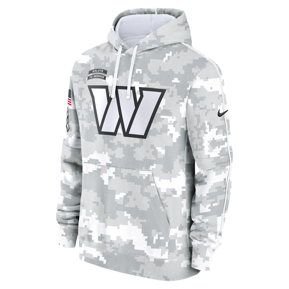 Youth Washington Commanders White/Gray 2024 Salute To Service Pullover Hoodie