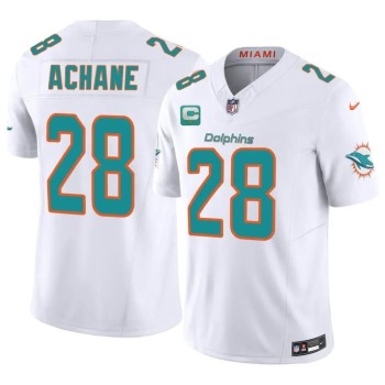 Men's Miami Dolphins #28 De'Von Achane White 2026 1-Star C Patch Vapor F.U.S.E. Limited Jersey Men's Miami Dolphins #28 De'Von Achane White 2026 1-Star C Patch Vapor F.U.S.E. Limited Jersey