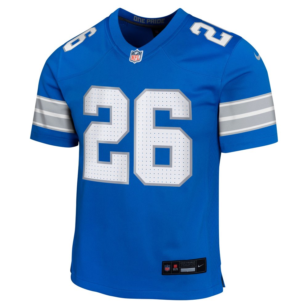 Youth Detroit Lions #26 Jahmyr Gibbs Blue Team Player Game Jersey Youth Detroit Lions #26 Jahmyr Gibbs Blue Team Player Game Jersey