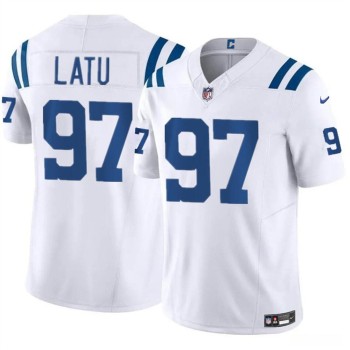 Men's Indianapolis Colts #97 Laiatu Latu White 2024 Draft F.U.S.E. Vapor Limited Stitched Football Jersey Men's Indianapolis Colts #97 Laiatu Latu White 2024 Draft F.U.S.E. Vapor Limited Stitched Football Jersey