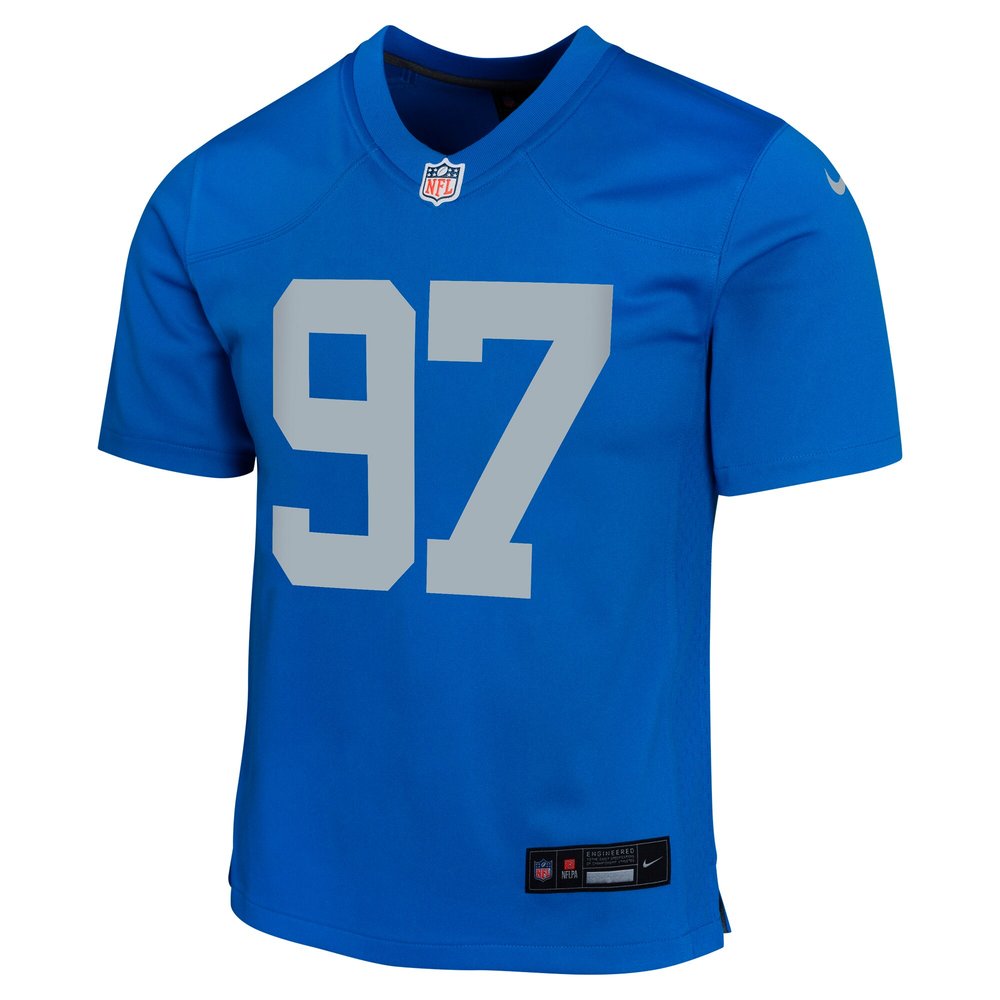 Youth Detroit Lions #97 Aidan Hutchinson Blue Alternate Game Jersey