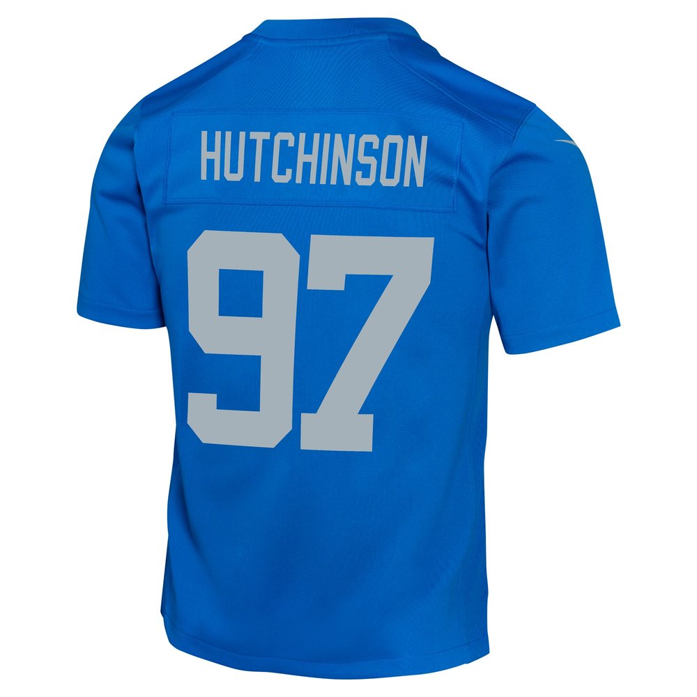 Youth Detroit Lions #97 Aidan Hutchinson Blue Alternate Game Jersey