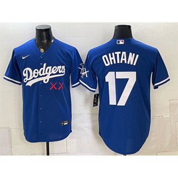 Men's Los Angeles Dodgers x KAWS #17 Shohei Ohtani Royal Vapor Premier Limited Baseball Jersey